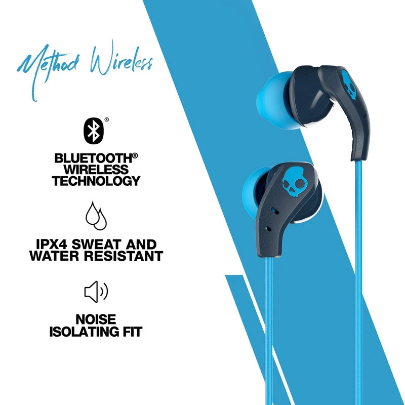 Skullcandy Method Bluetooth Wireless In-Ear Sport Earbud with Mic - Navy