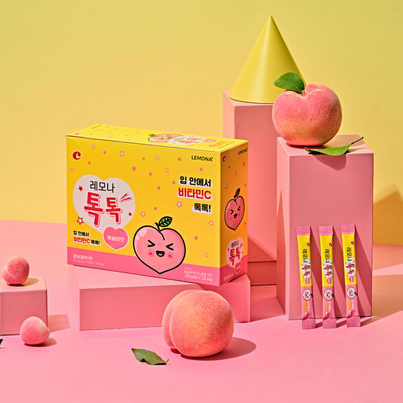 Kyung Nam Pharm Lemona Tok Tok Peach Flavor 2g X 100 Stick