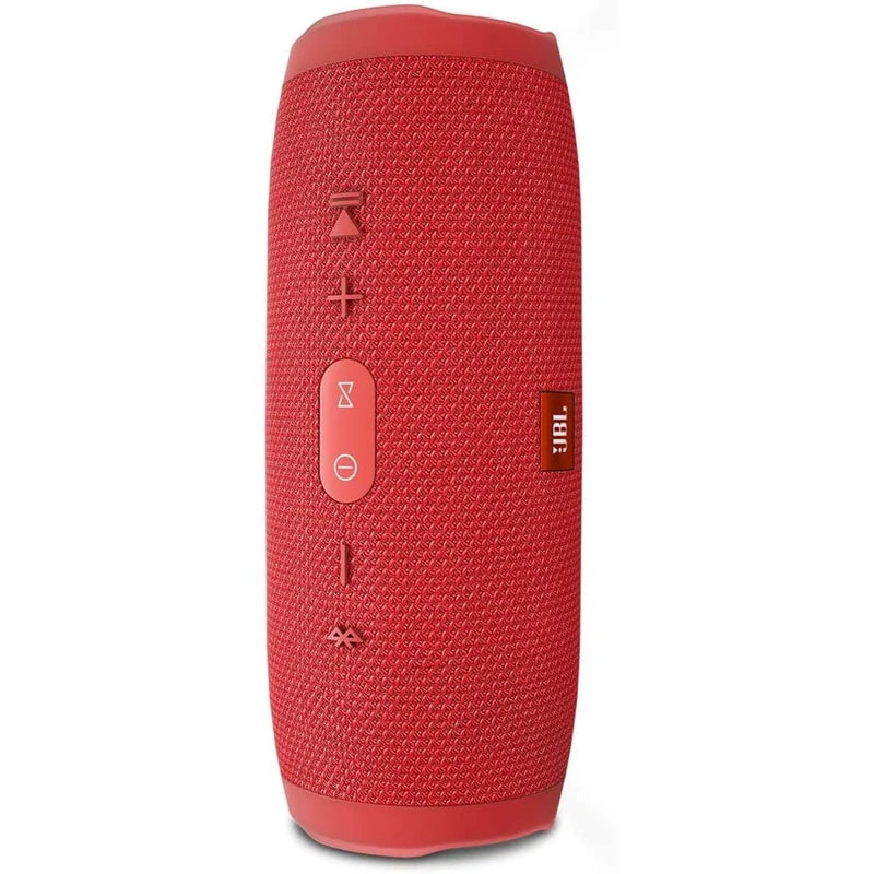 JBL Charge 3 Waterproof Portable Bluetooth Speaker, Includes LED Flashlight Key Chain Bonus - Red