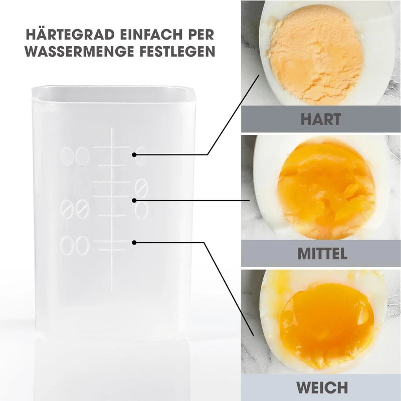 GOURMETmaxx Design Egg Cooker for 2 Eggs, Compact Egg Boiler, Egg Cooker with Egg Cutter, Measuring Cup and Beep, 3 Hardness Levels, Easy to Clean and Dishwasher Safe Parts