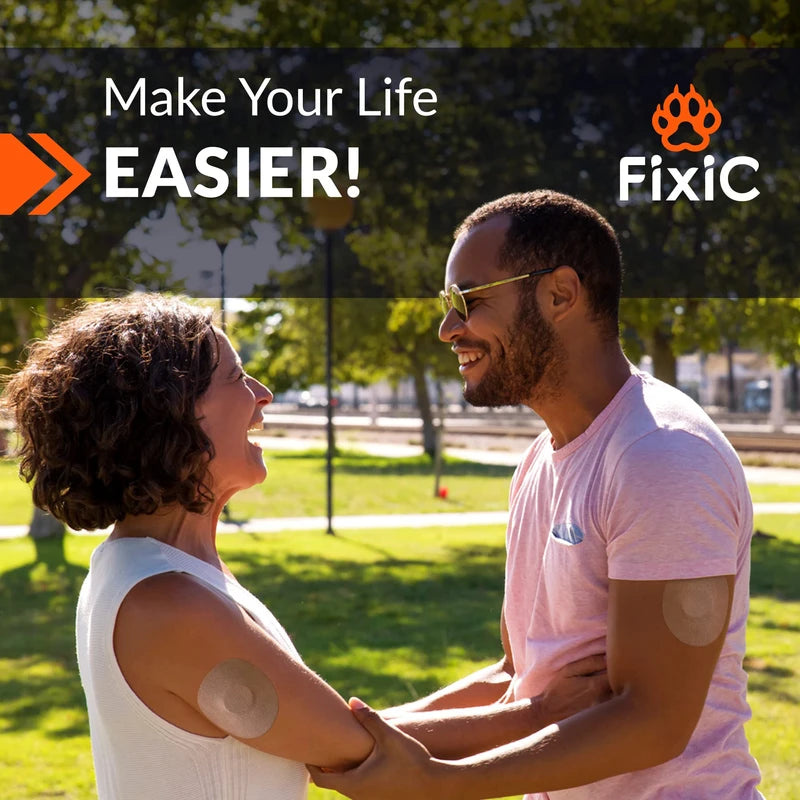 Fixic Fixic Freestyle Adhesive Patch 25 PCS C Good for Libre 1, 2, 3 & Plus C Enlite C Guardian C NO Glue in The Center of The Patch C Pre-Cut Back Paper C Long Fixation for Your Sensor! (Tan)