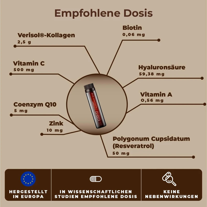 Verisol® Collagen | Collagen Joints + Skin | Hyaluronic Acid Drinking Ampoules | Pleasant Tasting Collagen Drinking Ampoules | Maximum Absorption | Gluten Free Verisol Collagen Peptides