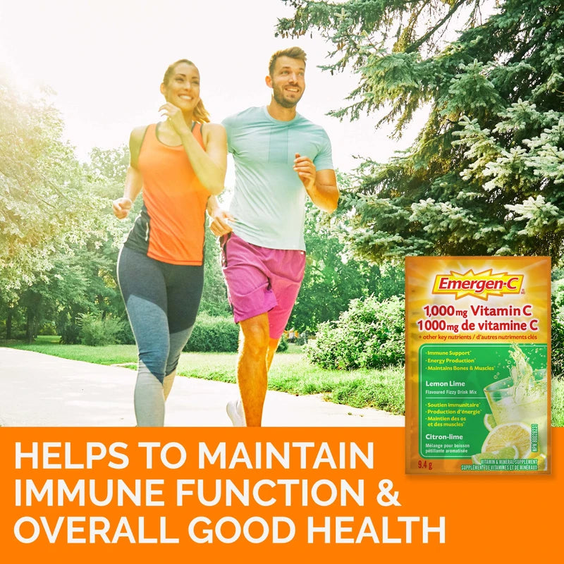 Emergen-C® Lemon-Lime (30 Count), 1000mg Vitamin C / Electrolytes / B Vitamins Mineral Supplement