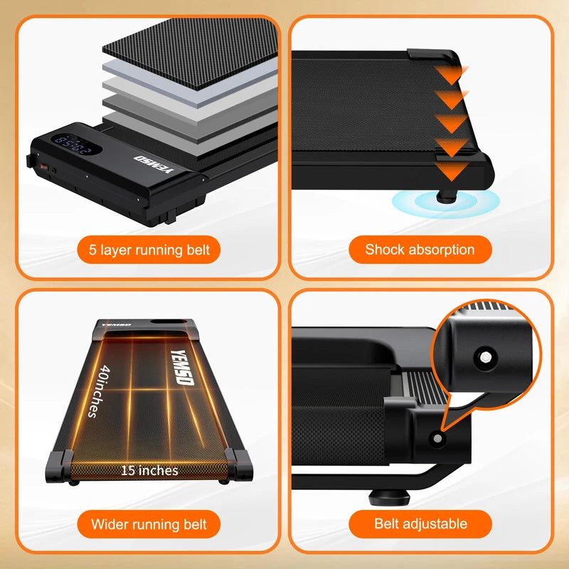 Walking Pad, Under Desk Treadmill for Home and Office, 330 Lbs Capacity, 3 in 1 Portable Treadmill with Remote Control, Classic Black