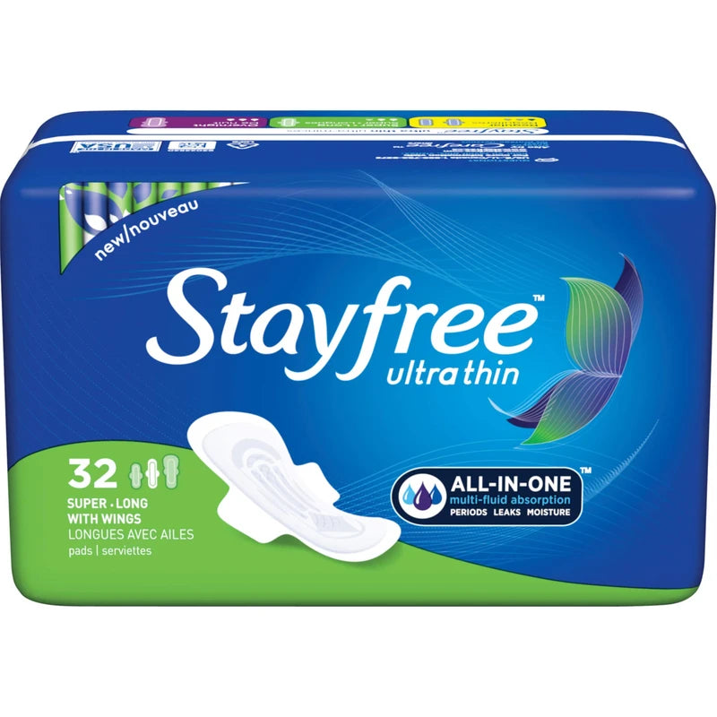 Stayfree Ultra Thin 32 Count Super-Long With Wings (2 Pack)