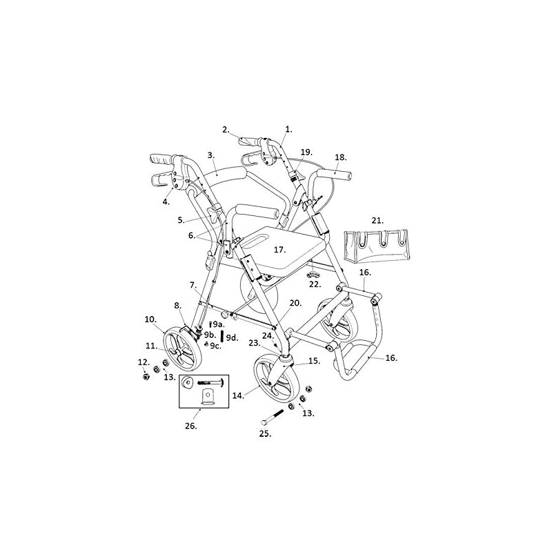Replacement Parts for Models 795 - Drive Duet Rollator/Transport Chair (Blue Footrest Assembly 2M ser #'s)