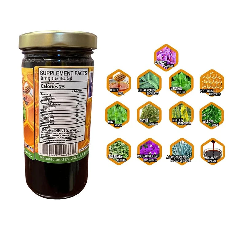 BRONCOSOL PLUS - honey with Zaffron, Eucalyptus, Mint and more Extracts, 12oz