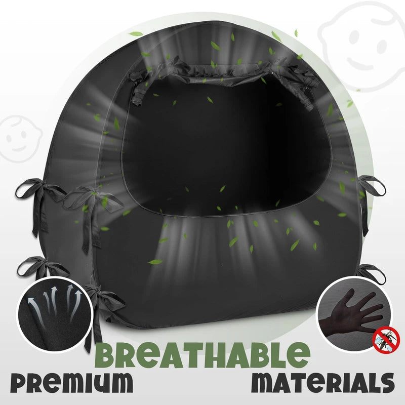 BORNA Pack N Play Blackout Cover, Blackout Tent for Full Size Crib and Pack and Play, Breathable Sleep Pod for Kids, Pop Up Crib Blackout Cover Canopy, Softens The Light