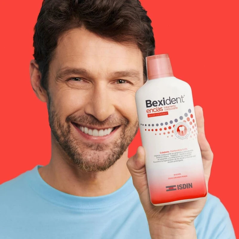 ISDIN Bexident Encías Cuidado Intensivo Colutorio 250ML, Eficacia Antimicrobiana y Reduce Inflamación, Tratamiento de Encías Sensibles e Inflamadas