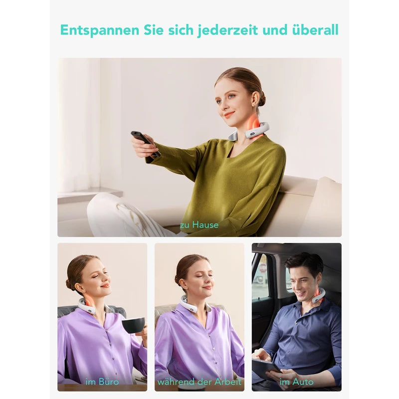 SKG Nackenmassagegerät mit Wärme, elektrisches Rotlicht-Puls-Vibrations-Traktions-Nackenmassagegerät zur Schmerzlinderung im tiefen Gewebe, tragbares 4D-Massagegerät, Nackenentspanner,K5-3 PRO
