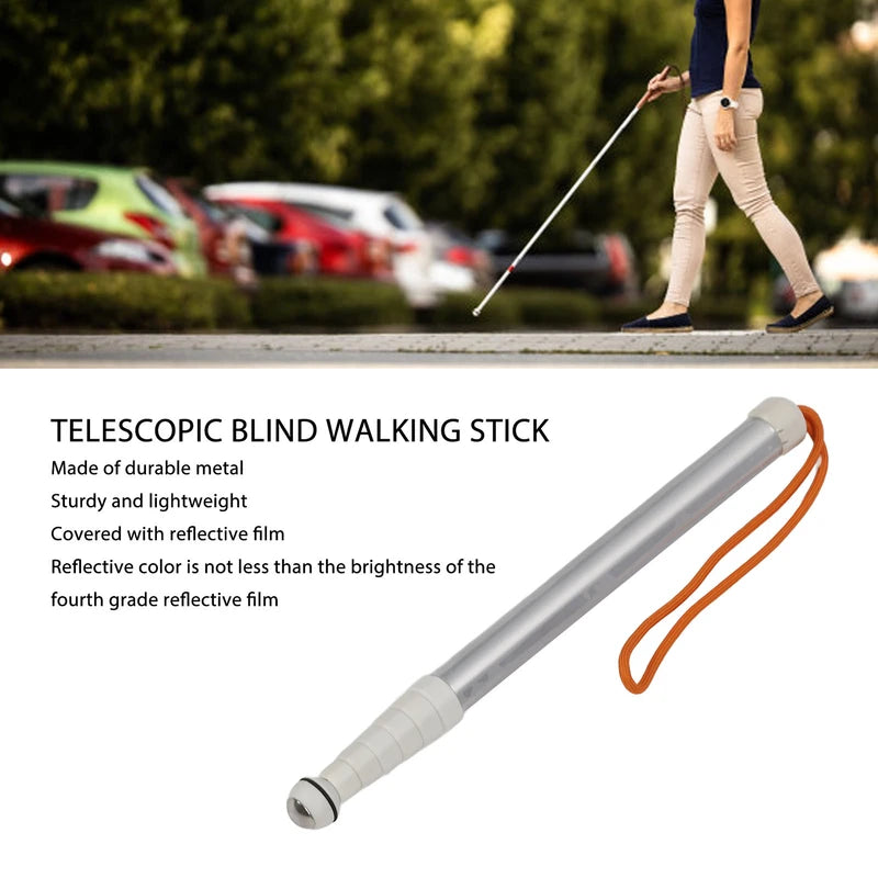 Telescopic Blind Walking Stick Anti Slip Shockproof Blind Reflective Guide Cane with Storage Bag for Visually Impaired People