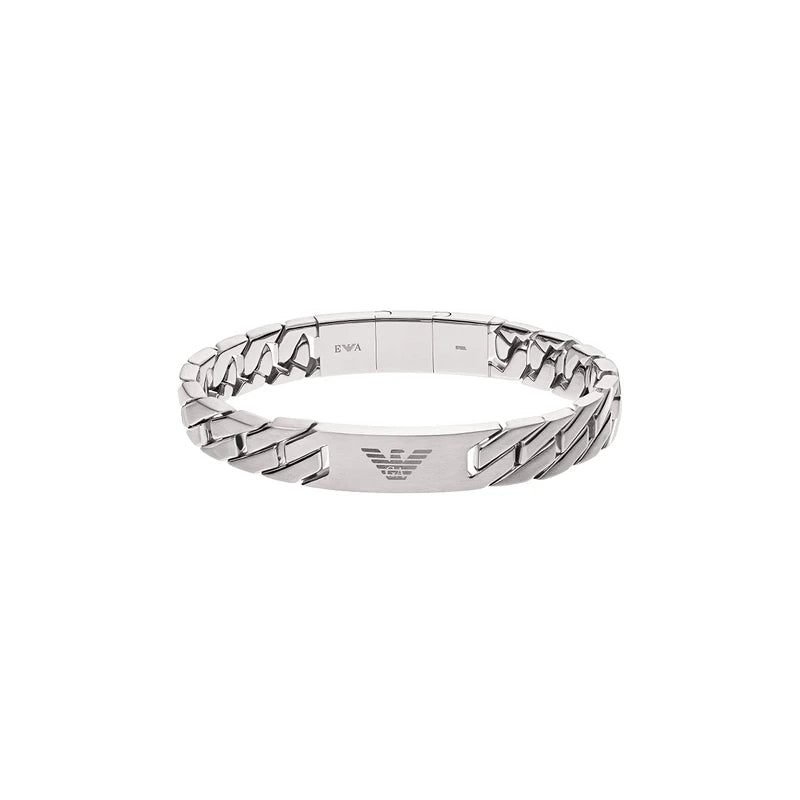 Emporio Armani men's stainless steel bracelet with carabiner, slider or magnetic clasp