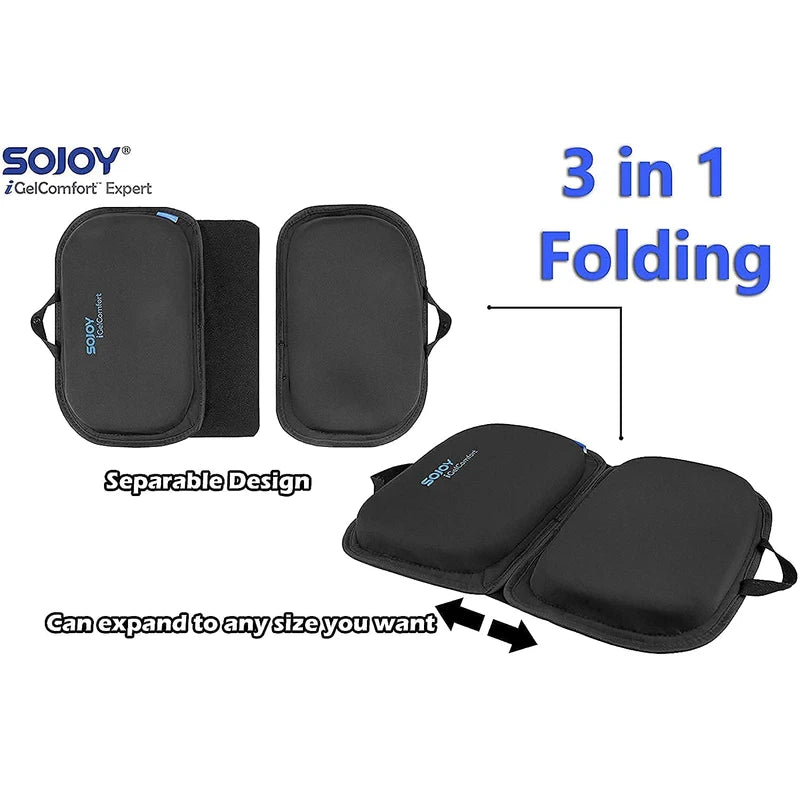 Sojoy iGelComfort 3 in 1 Foldable Gel Seat Cushion Featured with Memory Foam (A Must-Have Travel Cushion! Smart, Easy Travel Cushion) (Size: 18.5“ x 15" x 2")