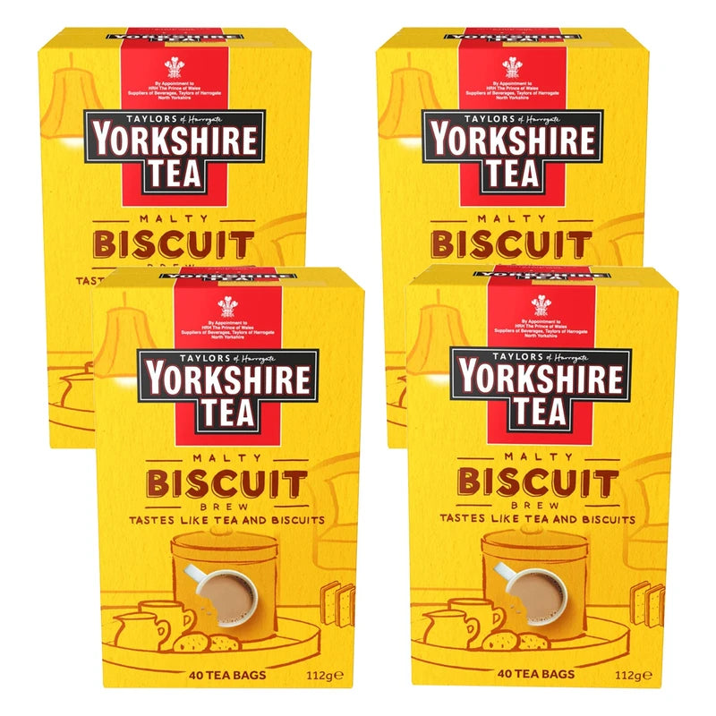 Yorkshire Tea Biscuit Brew Flavoured Tea Bags, Pack Of 4 (Total 160 Tea bags)