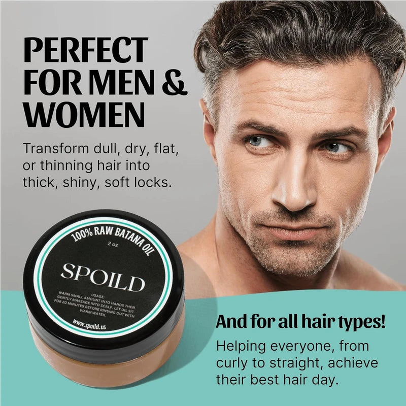 SPOILD Aceite de batana crudo para el crecimiento del cabello, procedente de Honduras, aprobado por el Dr. Sebi, sin refinar y 100% orgánico, evita la pérdida de cabello, fortalece el cabello, 2 onzas