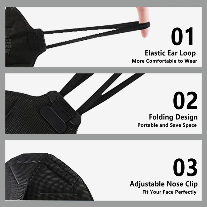 benehal N95 Mask Particulate Respirators, Pack of 50 N95 Face Masks, Individually Wrapped,Black