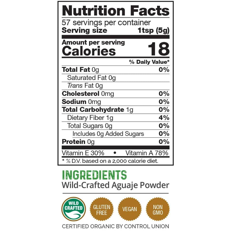 HerbaZest Aguaje Powder Superfood for Women - 10oz (283g) - Wild Crafted & 100% Pure - Vegan & Gluten Free - Perfect for Smoothies & Juices, Baked & Non-Baked Goods, Yogurt & Cereal, Ice Cream & More