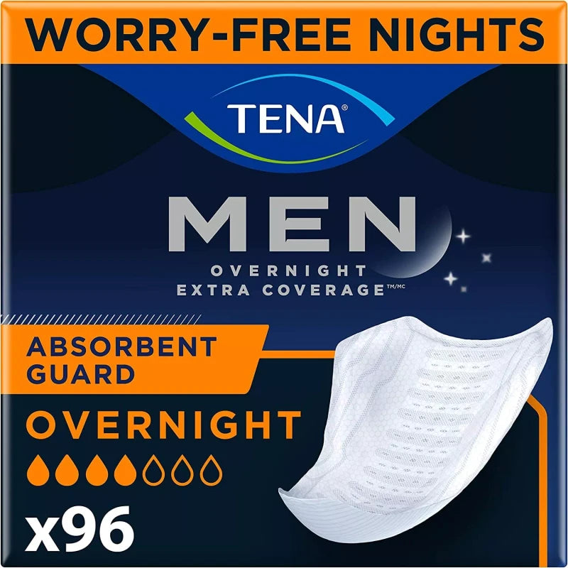 TENA Incontinence Guards for Men, Overnight Absorbency, 96 Ct (6 Packs of 16) ✅