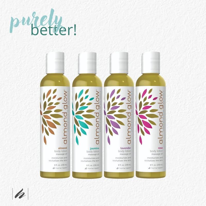 Home Health Almond Glow Body Lotion, Jasmine - 8 fl oz - Moisturizes & Revitalizes the Skin - Includes Vitamin E + Peanut, Olive & Lanolin Oils - Non-GMO, Vegetarian Friendly