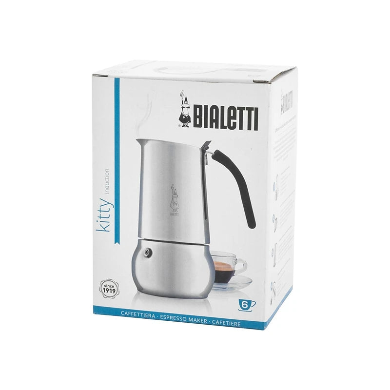 Bialetti Kitty 6 Tassen silber Espressokocher Edelstahl