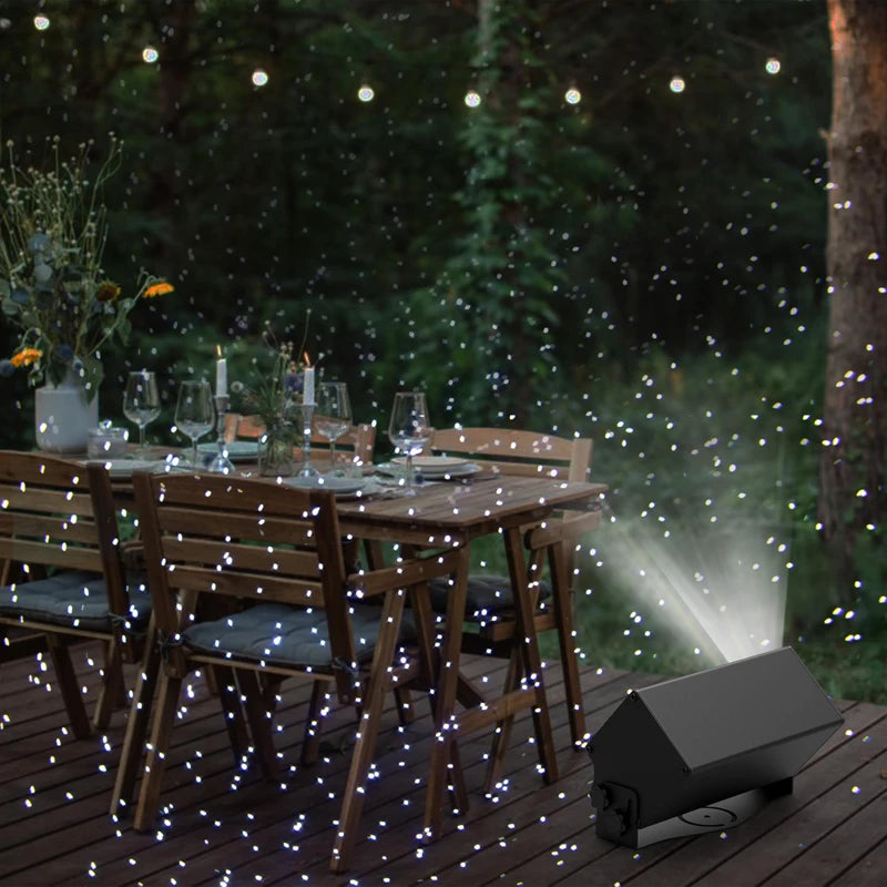 Outdoor Star Lights Projector, AIRIVO White Laser Fairy Lights Projector, Christmas Snowfall Projector, 3 Lighting Modes Garden Lights Snowflake Projector with Remote Control for Home, Patio,Landscape
