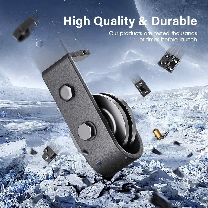 FINOSEN 100 inch Bifold Barn Door Hardware Track Kit for Four 24 inch Closet Doors,Top Mount Sliding System,Heavy Duty Roller,Smoothly and Quietly,Black(Bifold Door Not Included)