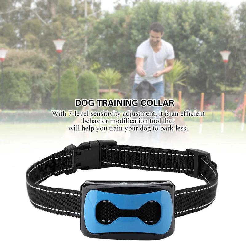 Barking Control Device Rechargeable Waterproof AntiBarking Collar Barking Detection(Blue)