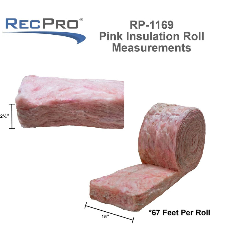 RecPro RV Fiberglass Insulation 2-1/4" Thickness | Unfaced | 15" x 67' Roll | 83.75 SqFt (1-Pack)