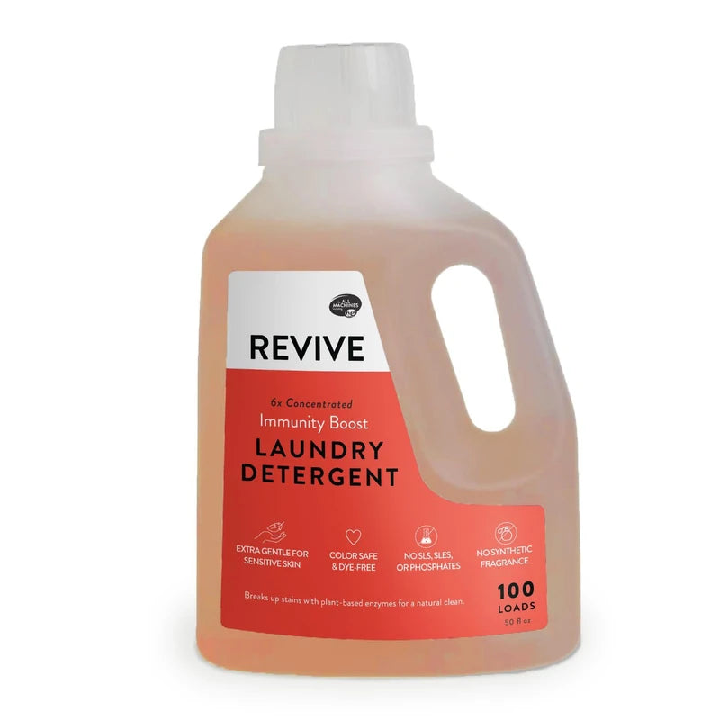 Immunity Boost Liquid Laundry Detergent 50oz by Revive Essential Oils - Ultra Concentrated, Synthetic Fragrance Free, Stain Fighting, Essential Oils