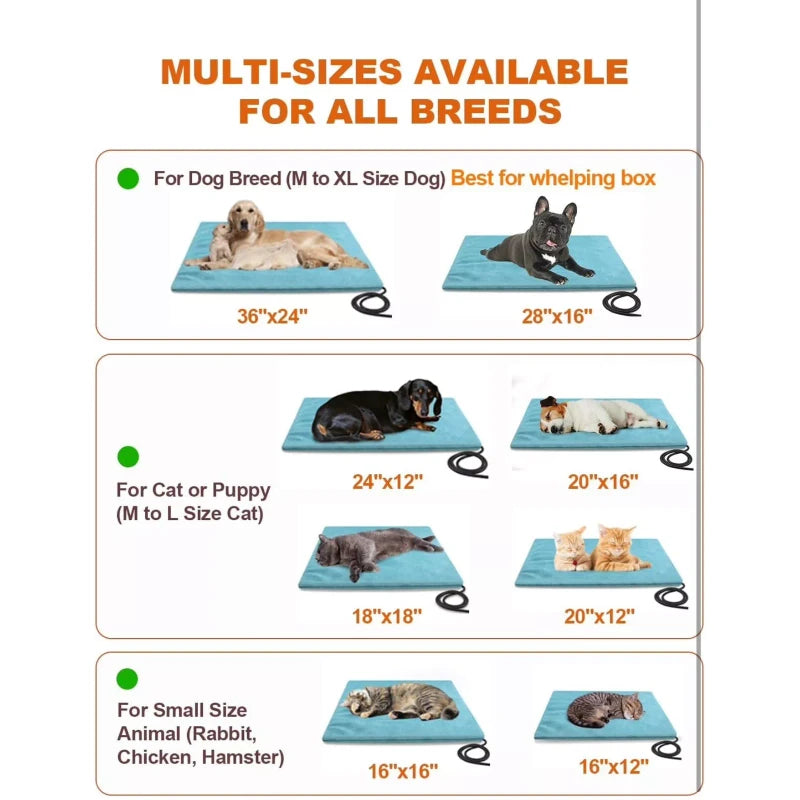 Clawsable Indoor Outdoor Pet Heating Mat 17.7x17.7