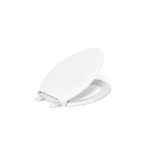 KOHLER 4636-RL-0 Cachet ReadyLatch Elongated Slow Close Toilet Seat Quiet Lid, Contoured Grip-Tight Bumpers Installation Hardware, Apartment Essentials, White