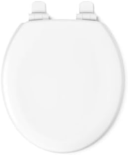 KOHLER Stonewood Quiet-Close Round Toilet Seat, Slow Close Design, Durable Wood, Easy Installation, Universal Fit, White Finish, K-20467-0
