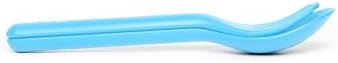 Omie OmieBox Kids Utensils Set with Case - 2 Piece Plastic, Reusable Fork and Spoon Silverware with Pod for Kids (Blue)