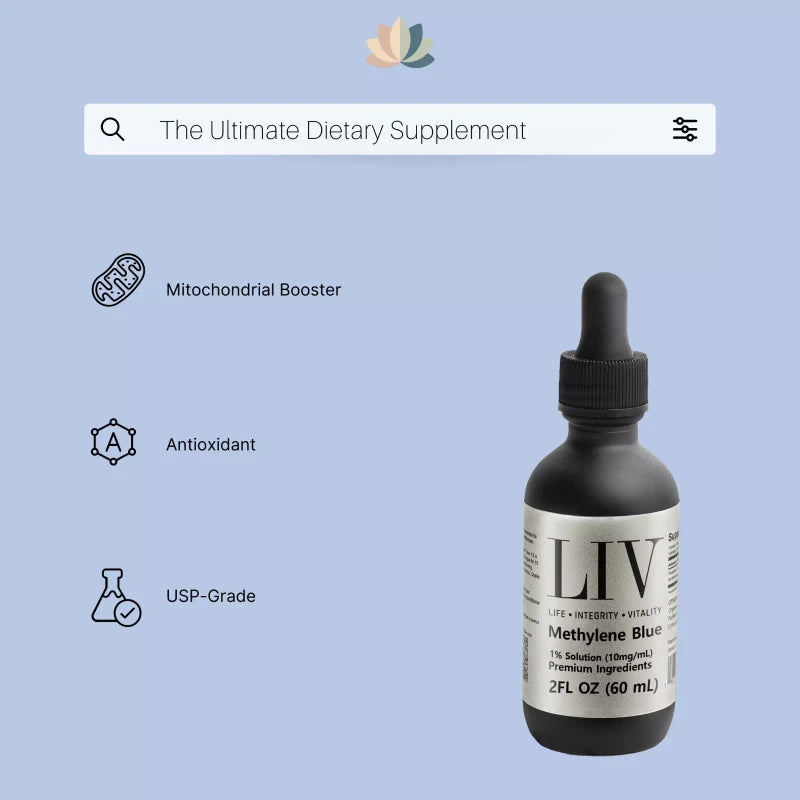 LIV Methylene Blue USP Pharmaceutical Grade 1% | 600mg • 2oz - 60mL