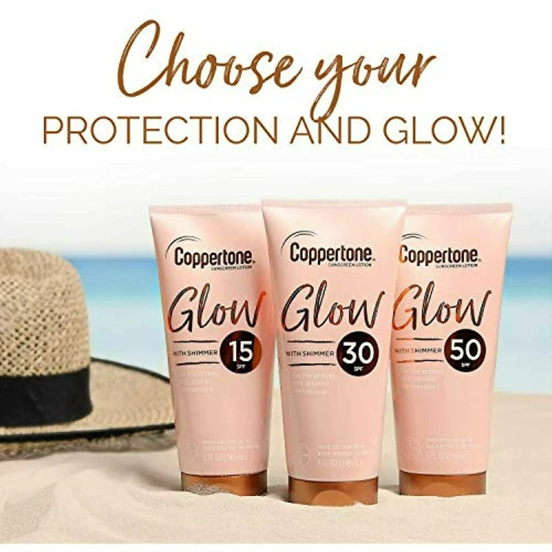 Coppertone Lot of 2 Coppertone GLOW SPF 15 Sunscreen Lotion With Shimmer - 5 fl oz