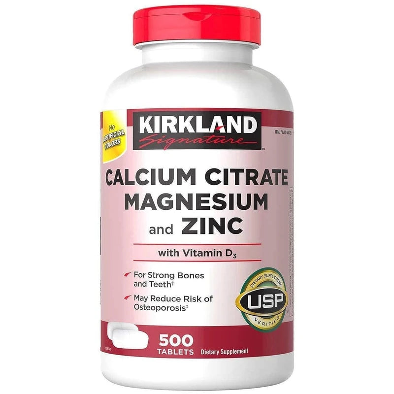 Kirkland Signature Calcium Citrate Magnesium and Zinc, 500 Tablets