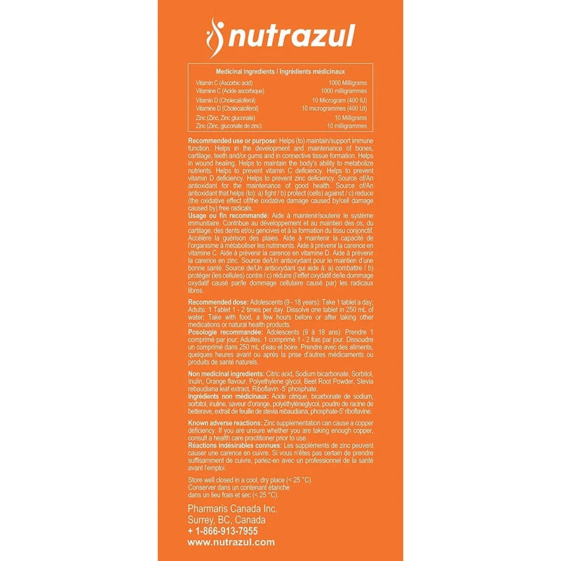 Nutrazul Immune Triple Action Effervescent Tablets - Vitamin C 1000 mg, Vitamin D 400 IU, Zinc 10mg I Orange 20's ( Pack of 3) I Gluten Free, Sugar Free, Lactose Free & Preservative Free I Maintains Immune Function, Healthy Bones, Cartilage, Teeth & Gums