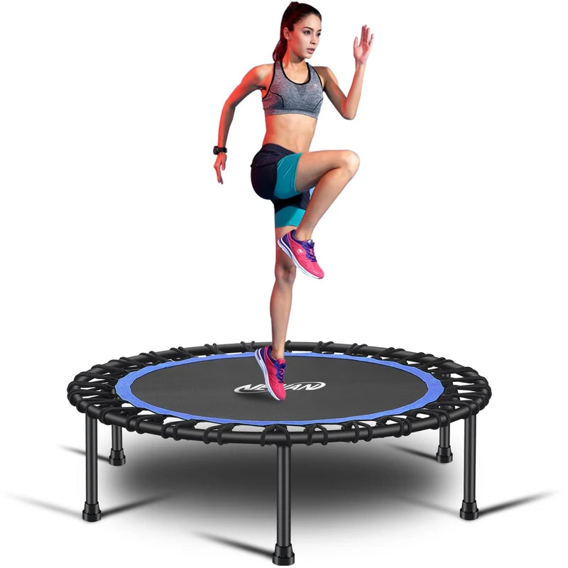 Newan 40'' Silent Fitness Mini Trampoline - Indoor Rebounder for Adults - Best Urban Cardio Jump Fitness Workout Trainer, Covered Bungee Rope System - Max Limit 330 lbs