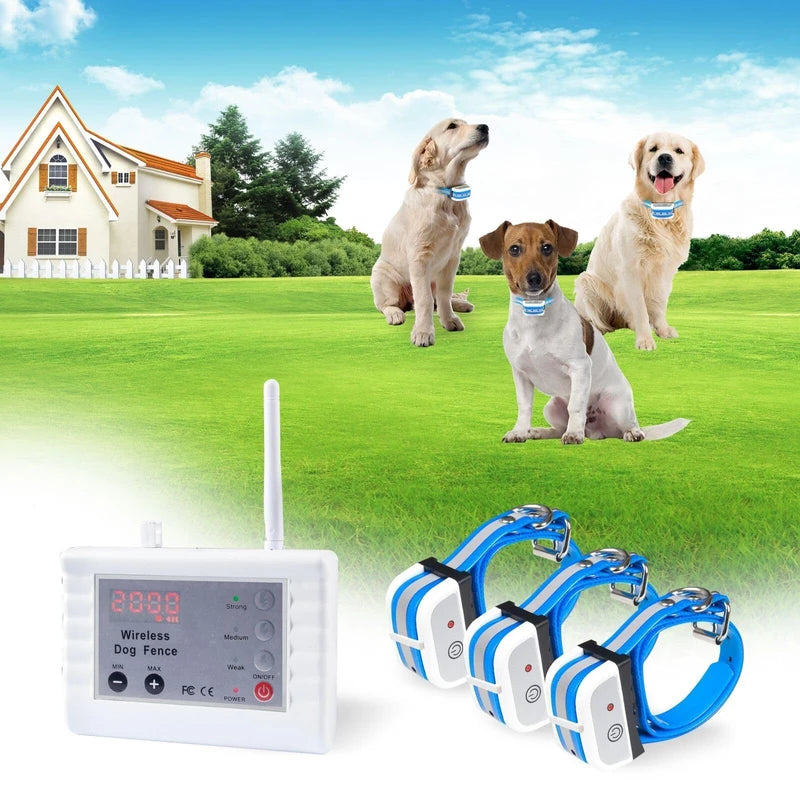 JUSTPET Wireless Dog Fence Two Way Signal Pet Containment System, Display Battery Level, Adjustable Control Range, Adjustable Warning Strength, Waterproof Rechargeable Dog Fence Collar