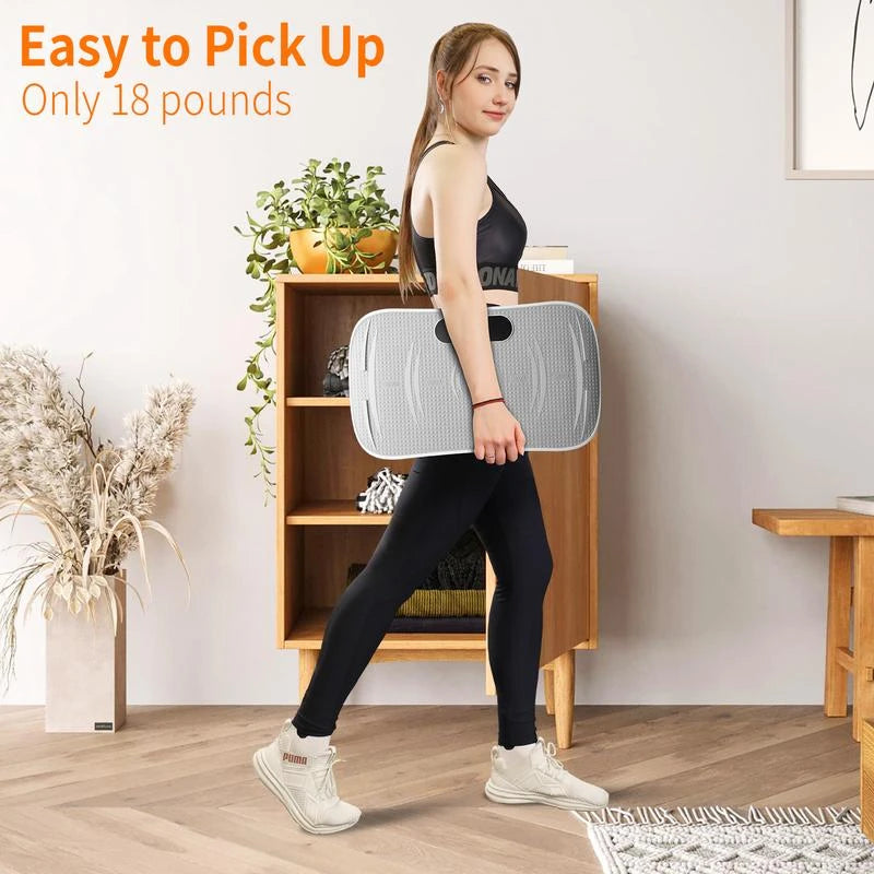 ZenActive Vibration Plate Whole Body Exercise Stomach Vibrate and Relaxation Machine Lymphatic Detox Device With Smart Screen Low Noise Max Weight 300LB for Home Exercise Platform - Color: Grey