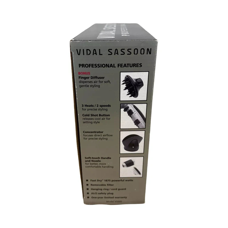 Vidal Sassoon Hair Professional Fast Dry Diffuser Dryer White 1875 - NEW in Box