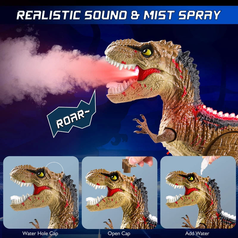 BAZOVE Remote Control Dinosaur Toys for Boys, Electric T-rex Dinosaur Robot Toy, 2.4Ghz RC Walking Dinosaur Toy with Rotation Stunt, LED Light & Sound, Gifts for Kids 3-5 Years Old