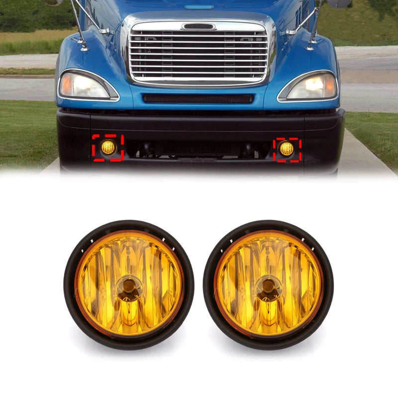 Fog lights assembly replacement for Truck With Bulbs Compatible with Freightliner Columbia 2000-2015(A Pair,Yellow)