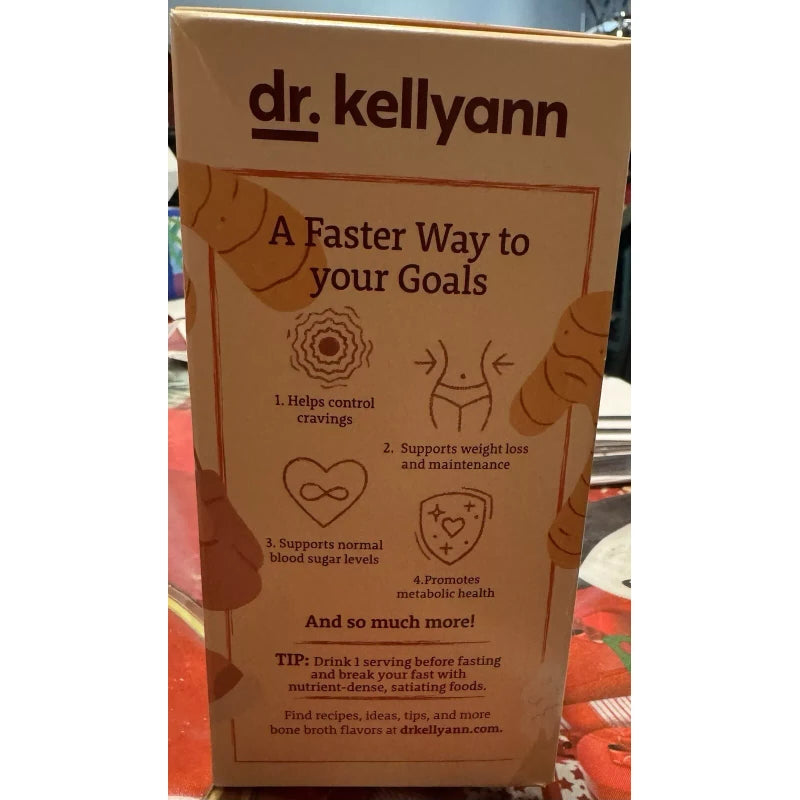 Dr. KellyAnn’s Fast Track Bone Broth 7 Packets Turmeric Ginger New