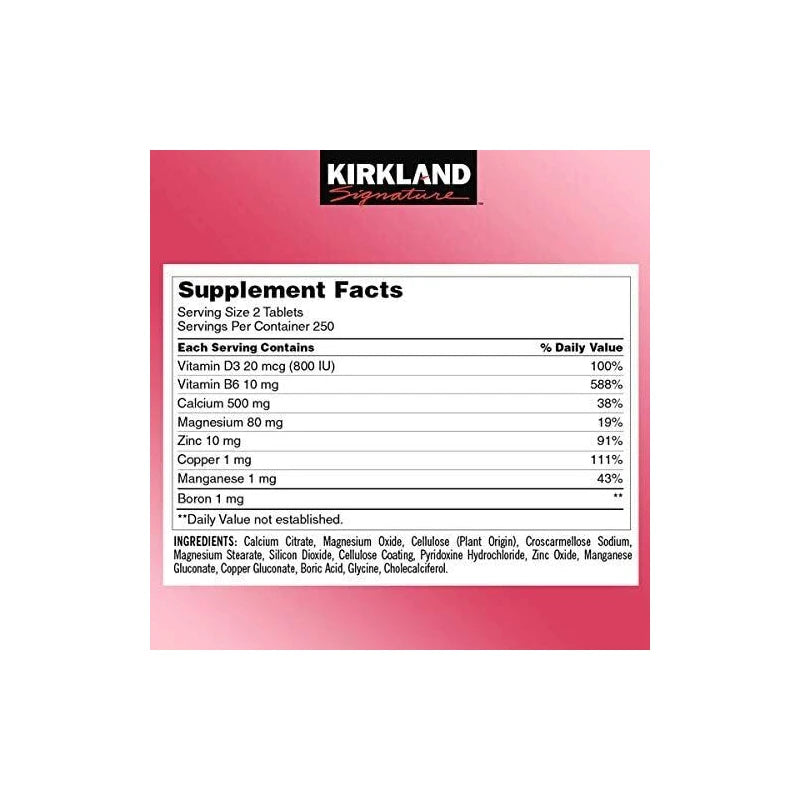 Kirkland Signature Calcium Citrate Magnesium and Zinc, 500 Tablets