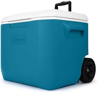 Coleman Chiller Series 60qt Wheeled Portable Cooler Insulated Hard Cooler with Ice Retention & Heavy-Duty Wheels & Handle Great for Camping Tailgating Beach Picnic Groceries Boating & More