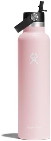 Hydro Flask 24 Oz Stainless Steel Standard Mouth Water Bottle with Flex Straw Cap and Double-Wall Vacuum Insulation
