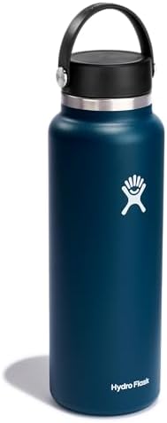 Hydro Flask Wide Mouth vacuum insulated stainless steel water bottle with leakproof closeable lid for cold water drinks, sports, travel, car and school