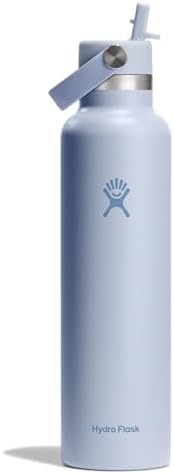 Hydro Flask 24 Oz Stainless Steel Standard Mouth Water Bottle with Flex Straw Cap and Double-Wall Vacuum Insulation