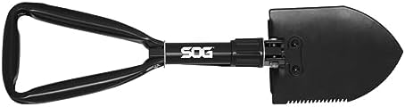 SOG Entrenching Tool- 18.25 Inch Folding Survival Shovel with Wood Saw Edge and Tactical Shovel Carry Case- Black (F08-N)